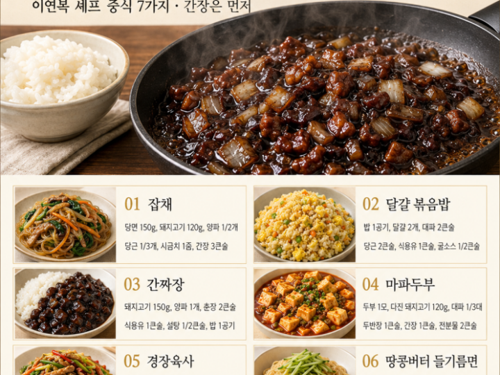 웍 없이도 되는 이연복 셰프 중식 7가지 — 중식당 안 가도 돼요