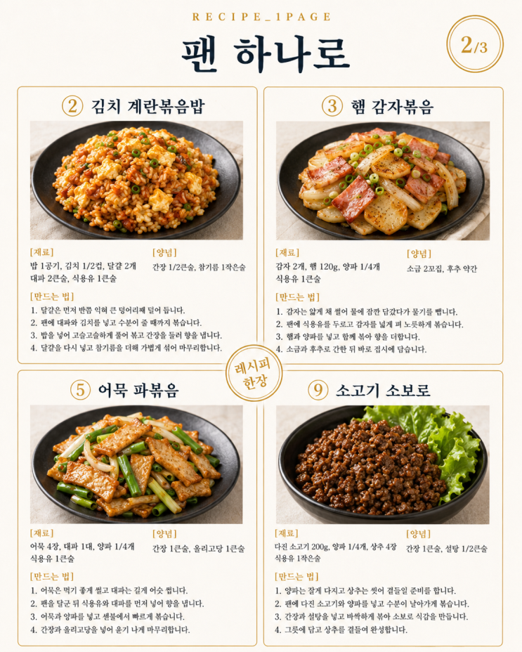 매일 저녁 뭐 먹지 고민이라면 — 재료 3개로 끝나는 15분 저녁 12가지