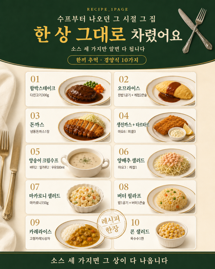 옛날 경양식집에서 먹던 그 맛 — 집에서 10가지