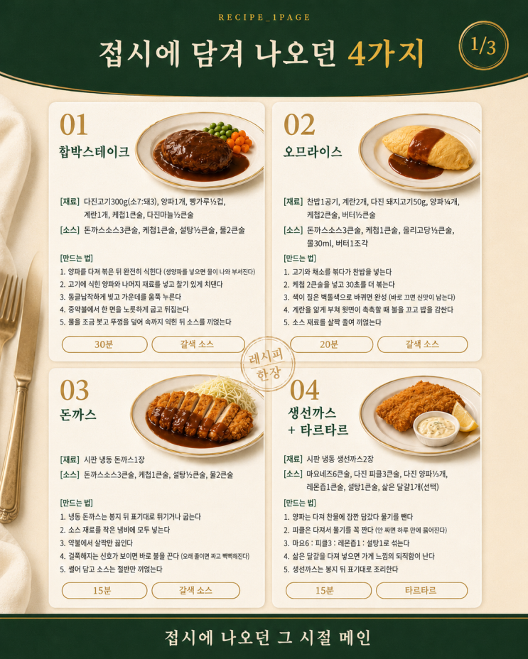 옛날 경양식집에서 먹던 그 맛 — 집에서 10가지