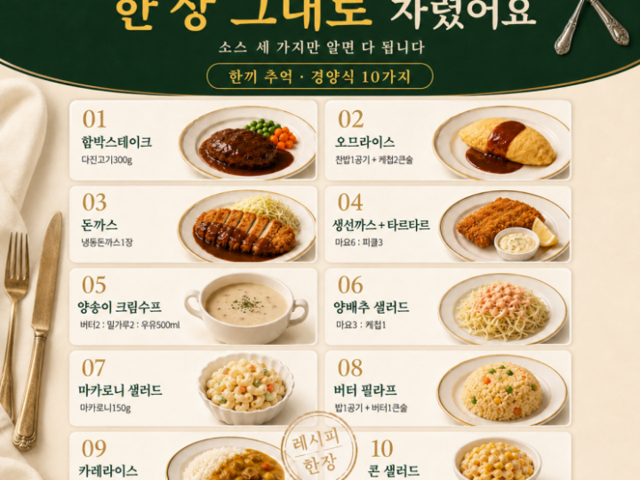 옛날 경양식집에서 먹던 그 맛 — 집에서 10가지