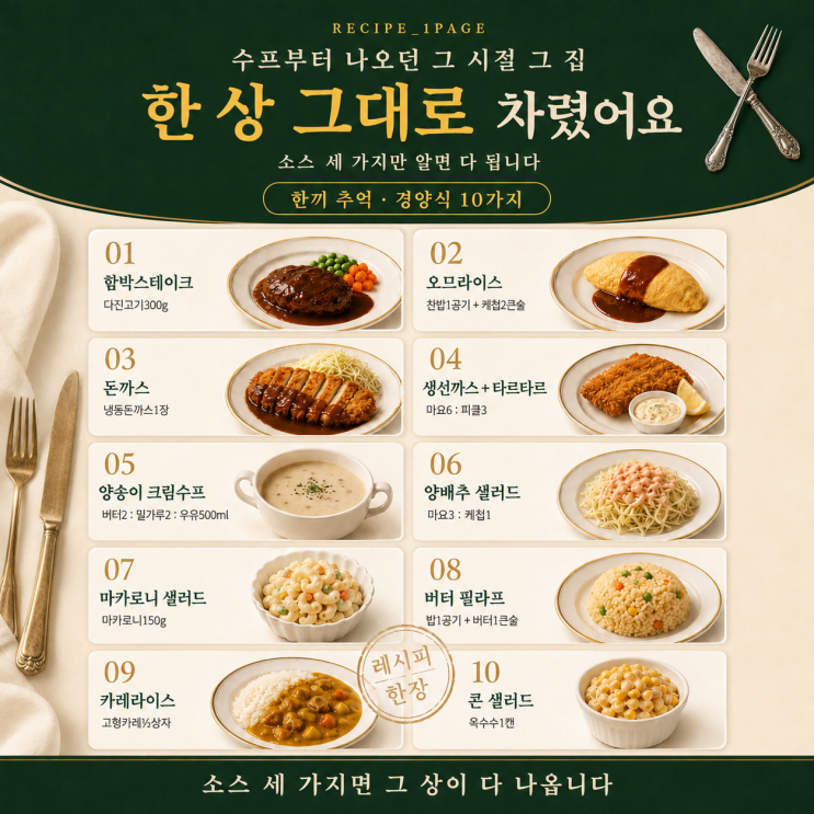 옛날 경양식집에서 먹던 그 맛 — 집에서 10가지