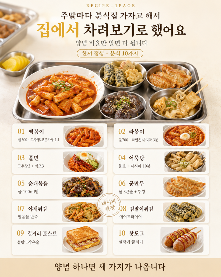 토요일 점심은 집 분식 — 아이들이 먼저 찾는 10가지