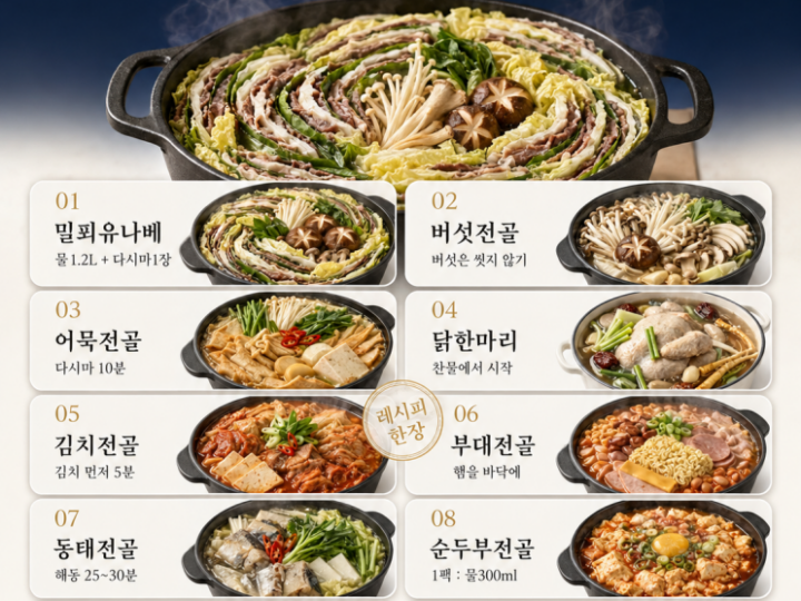 선선한 저녁엔 전골 — 재료만 쌓으면 되는 10가지