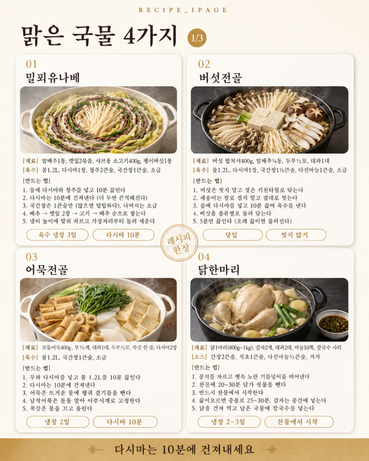 선선한 저녁엔 전골 — 재료만 쌓으면 되는 10가지