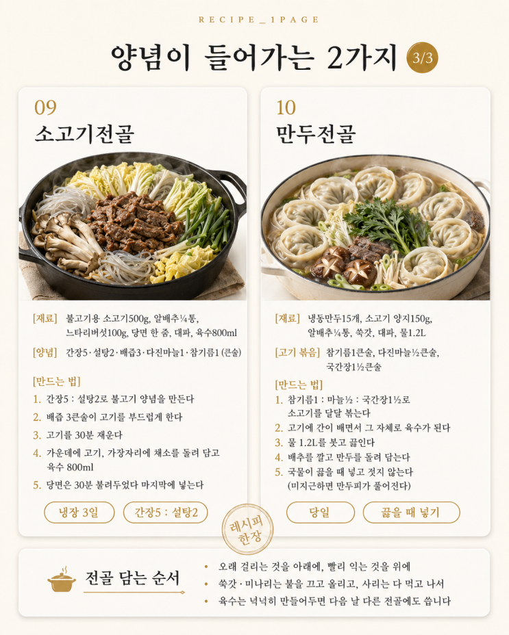 선선한 저녁엔 전골 — 재료만 쌓으면 되는 10가지