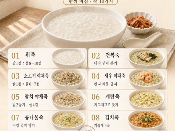 일요일 아침은 죽 한 그릇 — 냄비 하나 죽 10가지