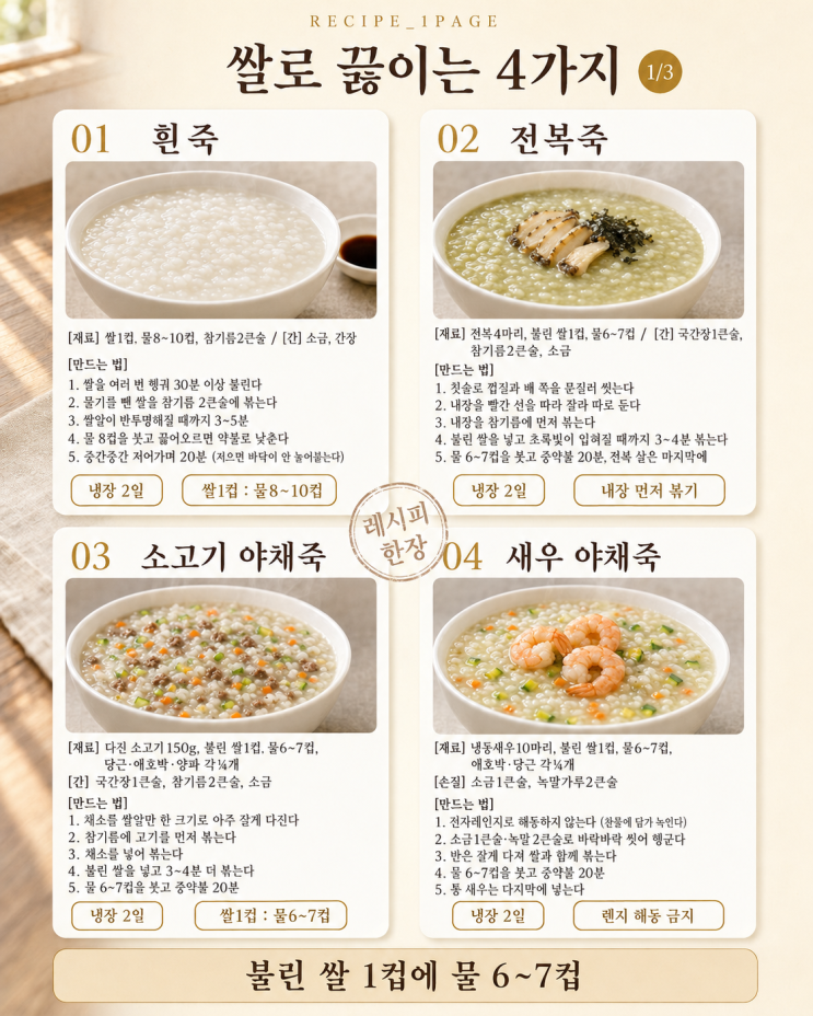 일요일 아침은 죽 한 그릇 — 냄비 하나 죽 10가지
