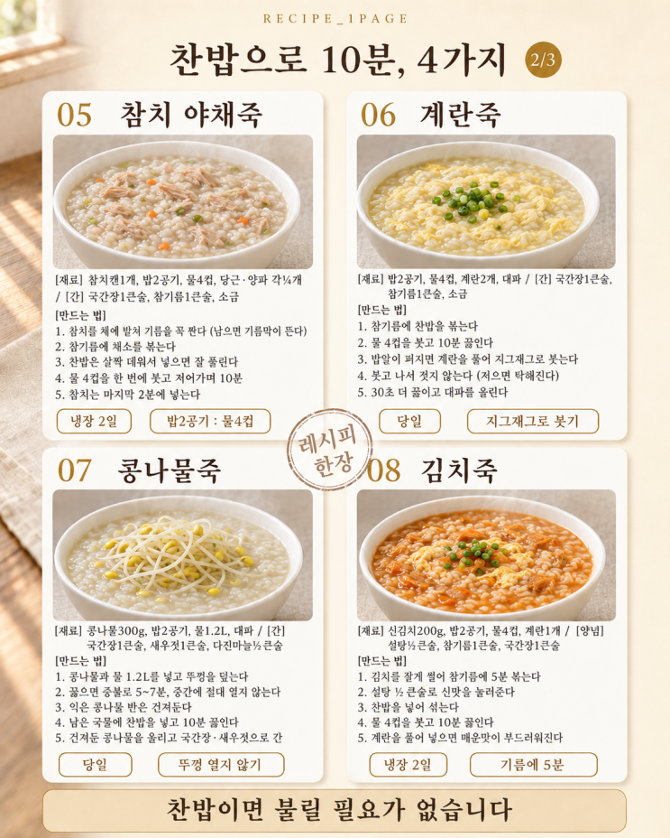 일요일 아침은 죽 한 그릇 — 냄비 하나 죽 10가지