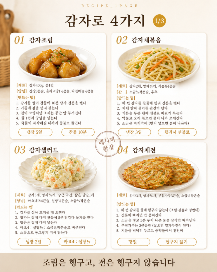 장보기 전 냉장고에 이것뿐이라면 — 세 가지로 반찬 12가지