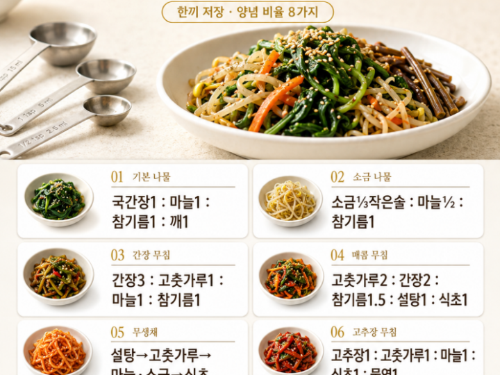 무침 양념 비율 8가지 — 나물·해물·채소별로 정리했어요