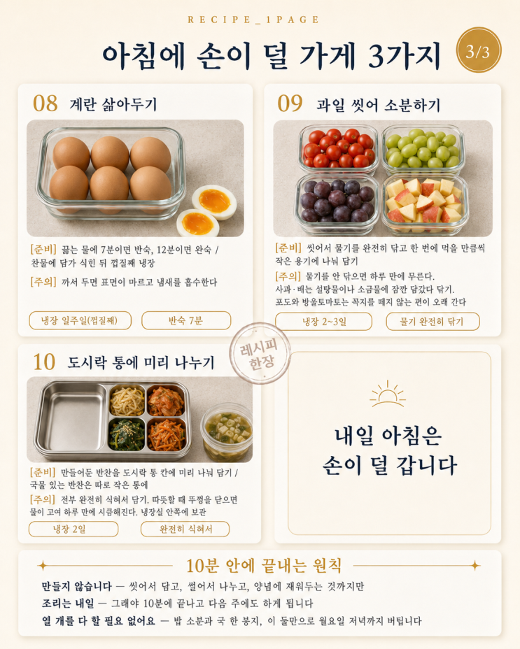 일요일 밤 10분 — 월요일이 편해지는 밑준비 10가지