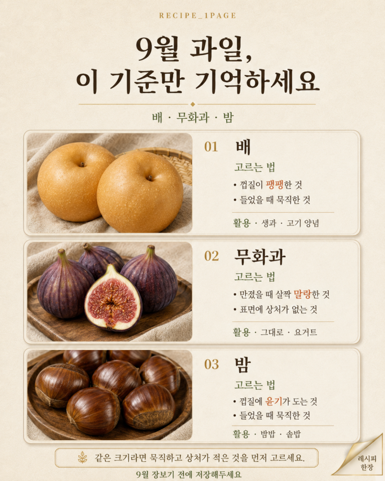 9월에 싸고 맛있어지는 것들 — 제철 재료 12가지, 고르는 법까지