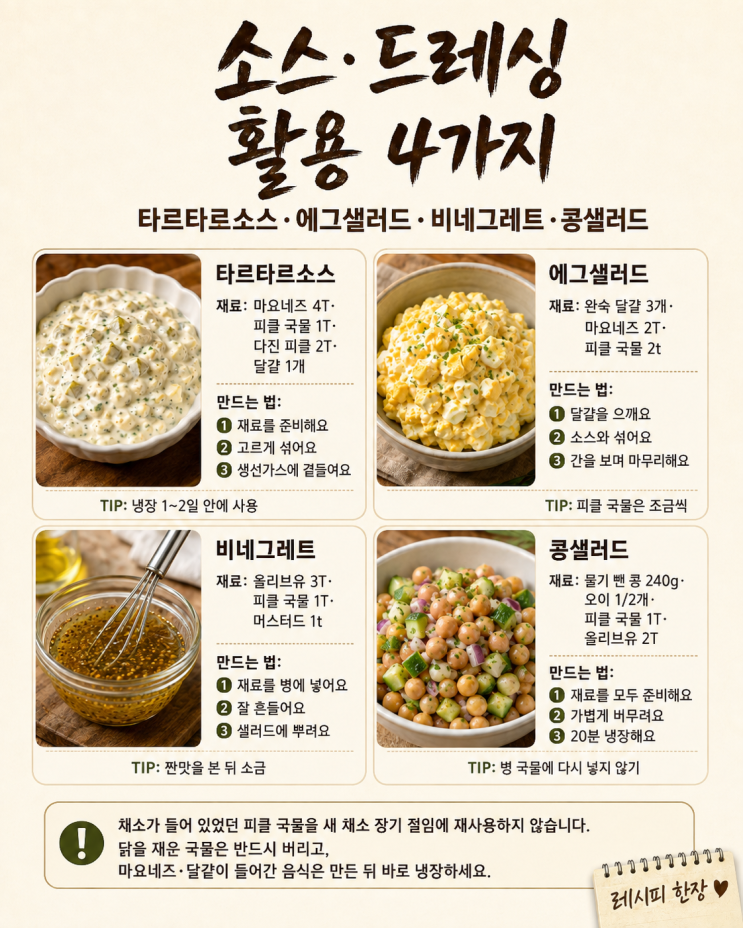 피클 국물 버리기 전에 잠깐 — 감자샐러드부터 치킨까지 8가지