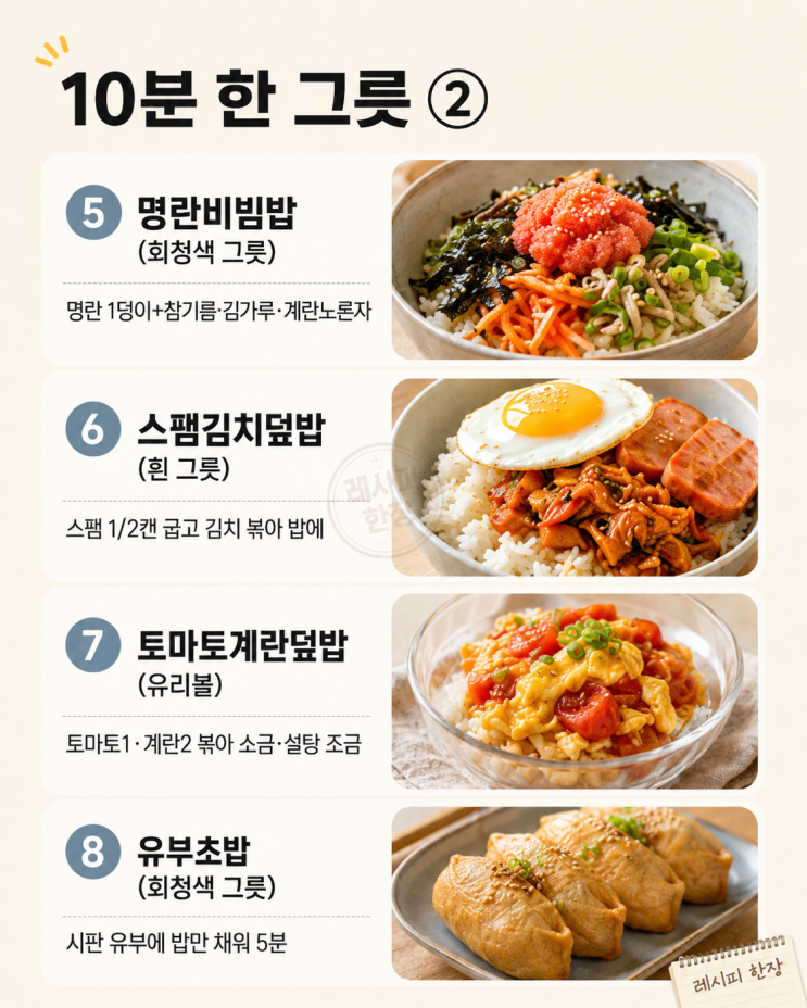 혼자 먹는 점심, 뭐 해먹지 싶다면 — 10분 한 그릇 12가지