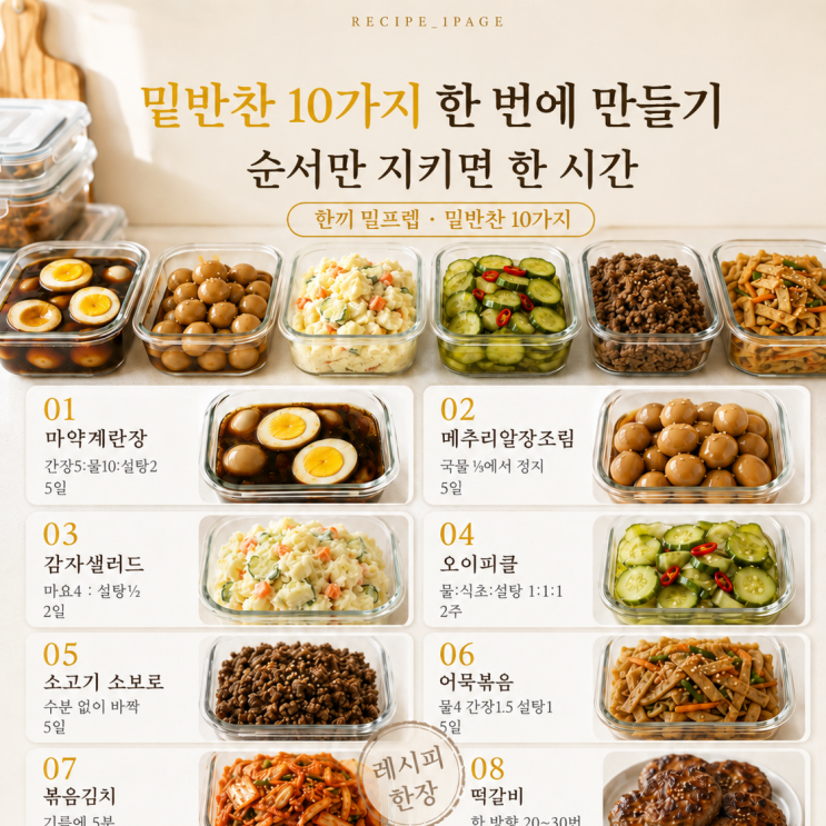 밑반찬 10가지 한 번에 만들기 — 순서만 지키면 한 시간