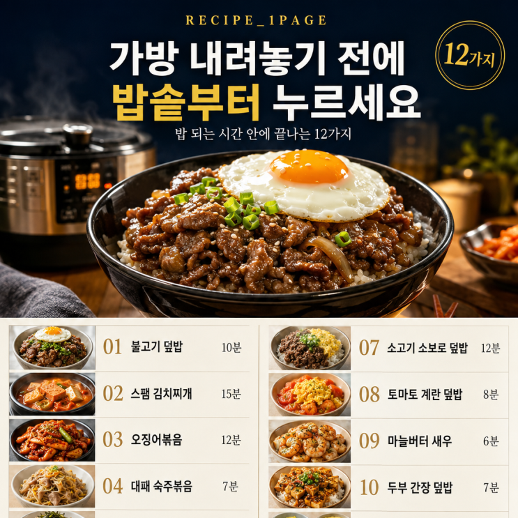 퇴근하고 옷만 갈아입고 나오면 — 배달 안 부러운 15분 저녁 12가지