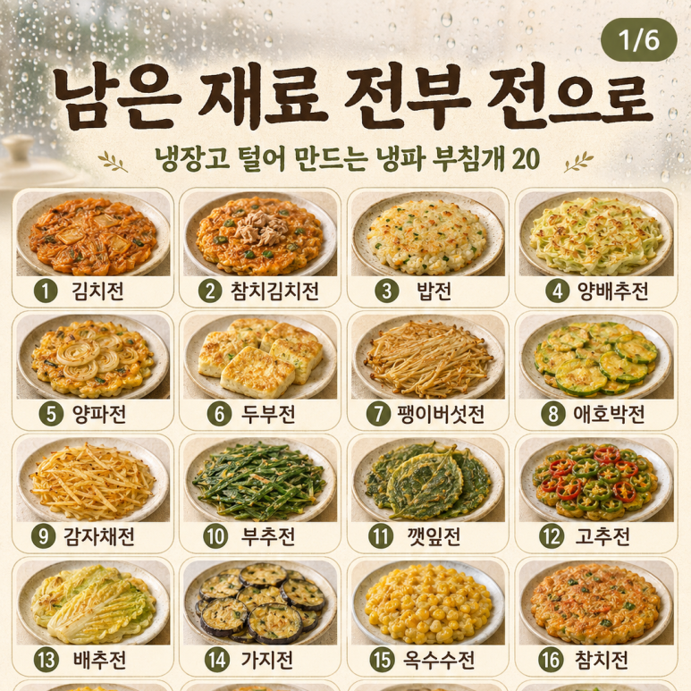 남은 재료 전부 전으로 — 냉장고 털어 만드는 냉파 부침개 20