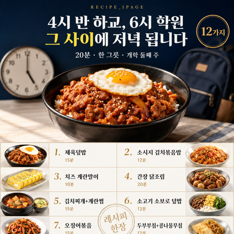 학원 가기 전에 먹여 보내야 한다면 — 20분에 끝나는 저녁 12가지