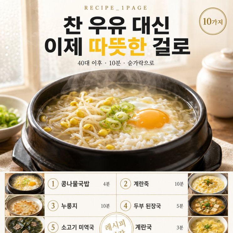새벽에 이불 끌어당기기 시작했다면 — 40대 속 편한 따뜻한 아침 10가지