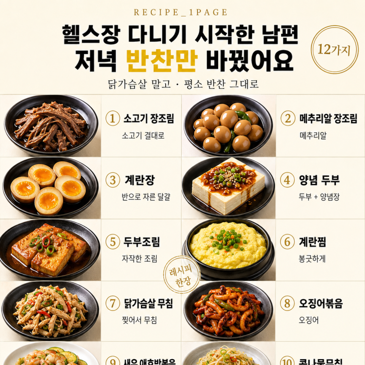 근력운동 시작한 50대라면 — 닭가슴살 말고 단백질 반찬 12가지