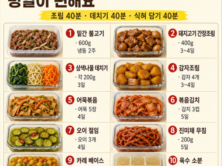 주말에 미리 해두는 반찬 12가지, 평일이 편해요