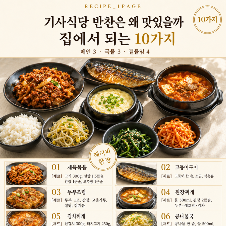 기사식당 반찬은 왜 맛있을까 — 집에서 되는 10가지