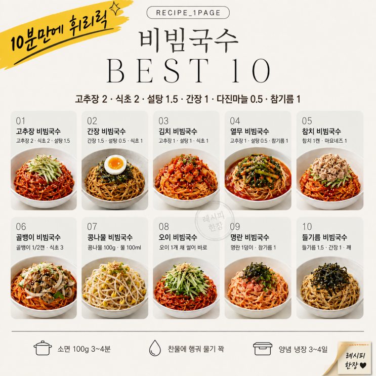 숨 막히는 더위! 10분만에 휘리릭 비벼내는 비빔국수 10가지