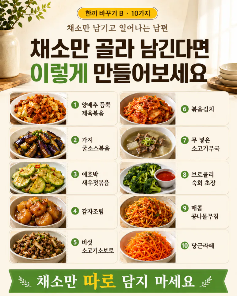 채소반찬 자꾸 남는다면 — 맛있게 먹게 만드는 조리법 10가지