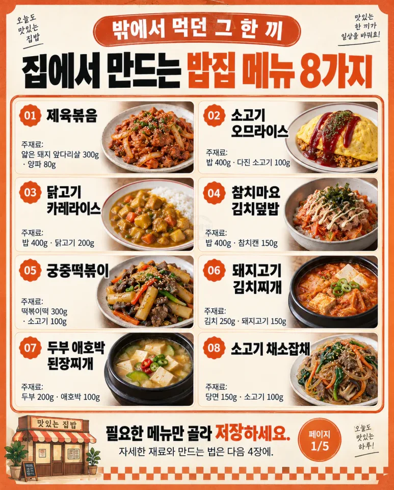 That meal you ate outside - 8 menu of rice house made at home