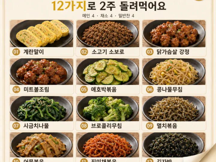 월요일부터 금요일까지 — 12가지로 2주 돌려먹는 평일 반찬표