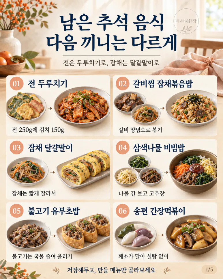 If you're tired of reheating the leftover Chuseok food — use 6 ways to use Jeon, jajchae, and songpyeon