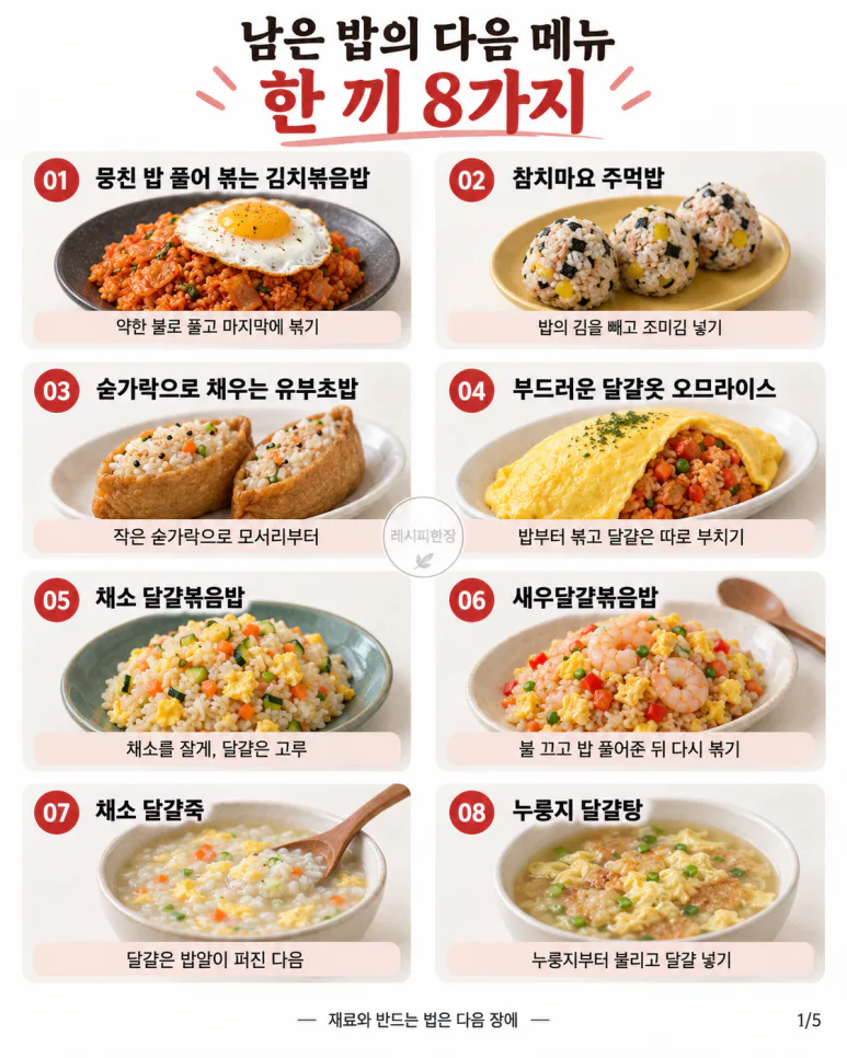 If you have a lot of rice left for Chuseok — use it for 8 things such as fried rice, rice balls, egg porridge, etc.
