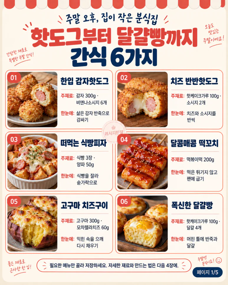 For families looking for Sunday snacks — 6 items including hot dogs, sandwich pizza, egg bread, etc.