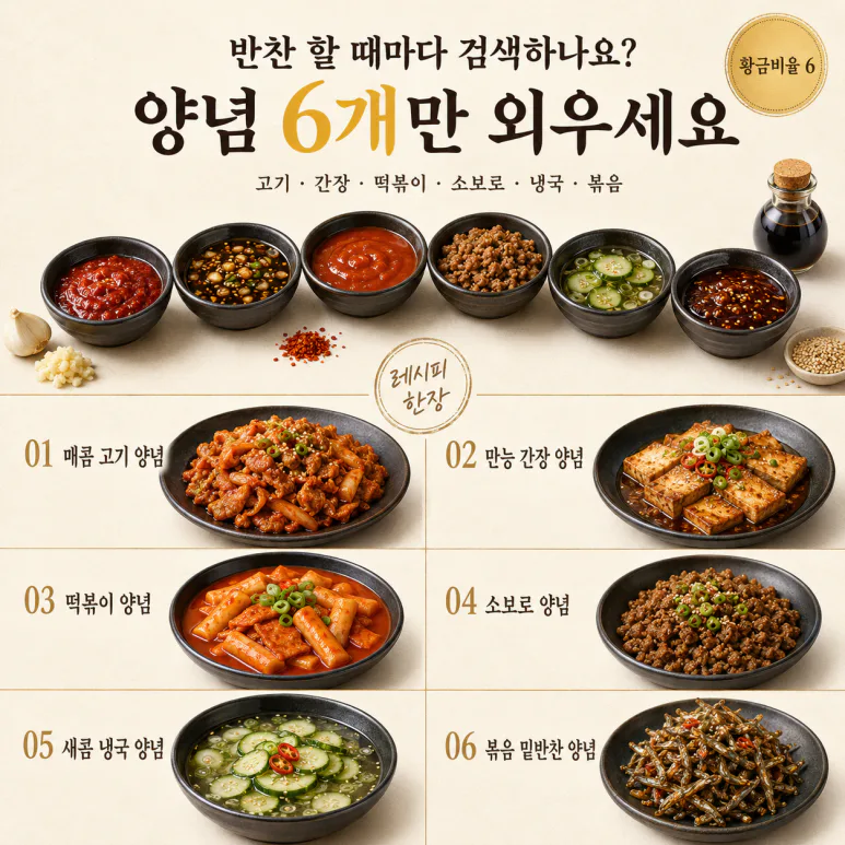 반찬 양념 매번 검색한다면 — 집밥 만능 양념장 황금비율 6가지