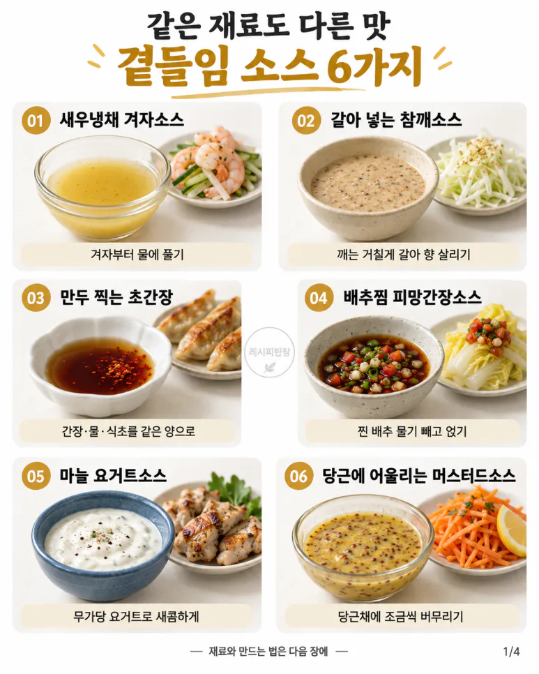 냉장고 채소가 또 남았다면 — 만두·고기에도 바꿔 쓰는 소스 6가지