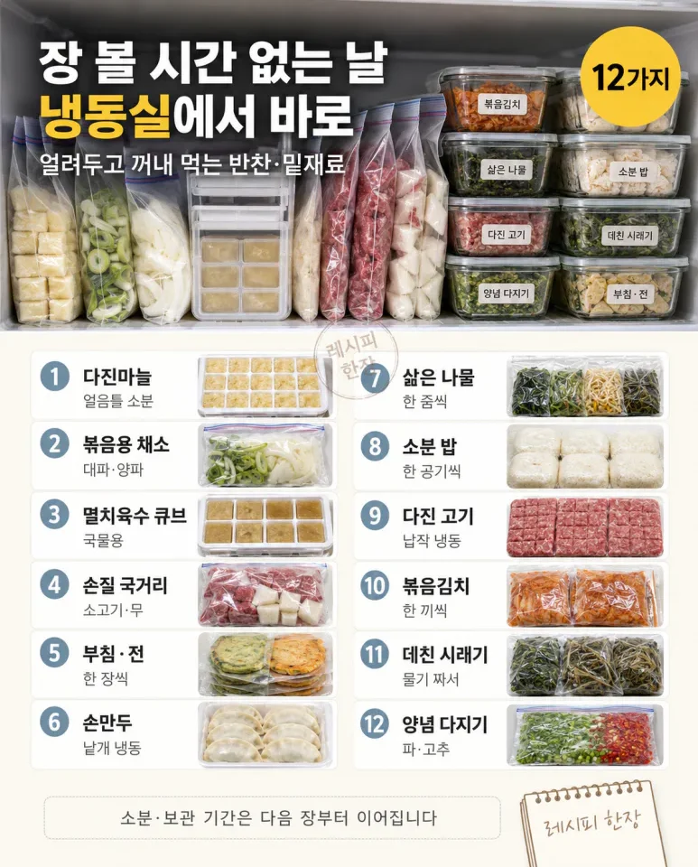 냉동실이 곳간입니다 — 얼려두고 꺼내 먹는 반찬 12가지