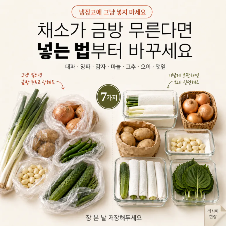 채소가 금방 무른다면 — 냉장고에 넣기 전 바꿔야 할 채소 보관법 7가지