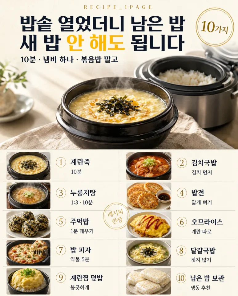 찬밥 두 공기 남았다면 — 볶음밥 말고 점심 한 그릇 10가지