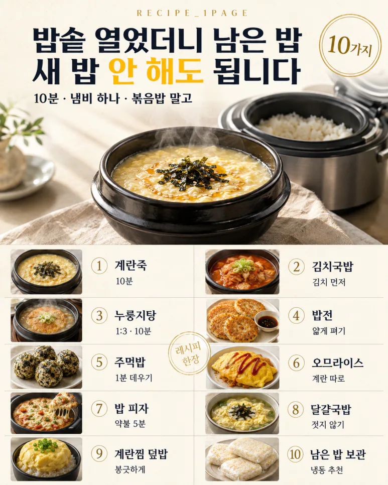 찬밥 두 공기 남았다면 — 볶음밥 말고 점심 한 그릇 10가지