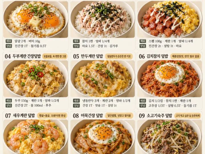 Perfect when there's no side dishes! 9 types of 10-minute rice bowls that just need rice!