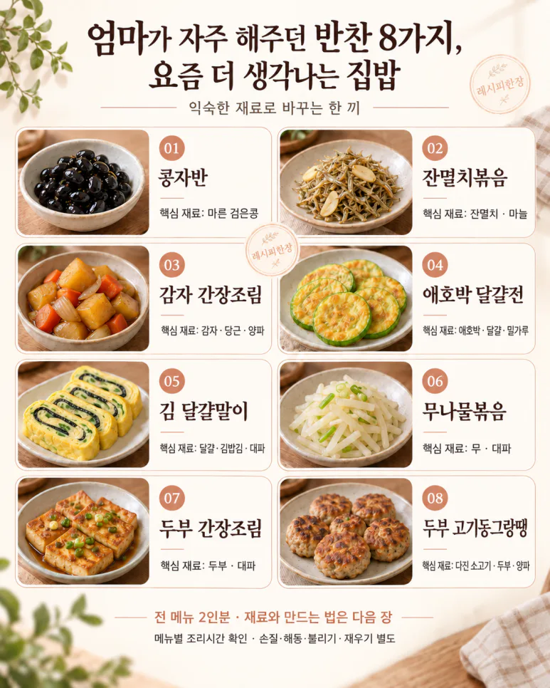 엄마가 자주 해주던 반찬 8가지, 요즘 더 생각나는 집밥