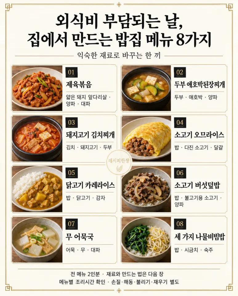 외식비 부담되는 날, 집에서 만드는 밥집 메뉴 8가지