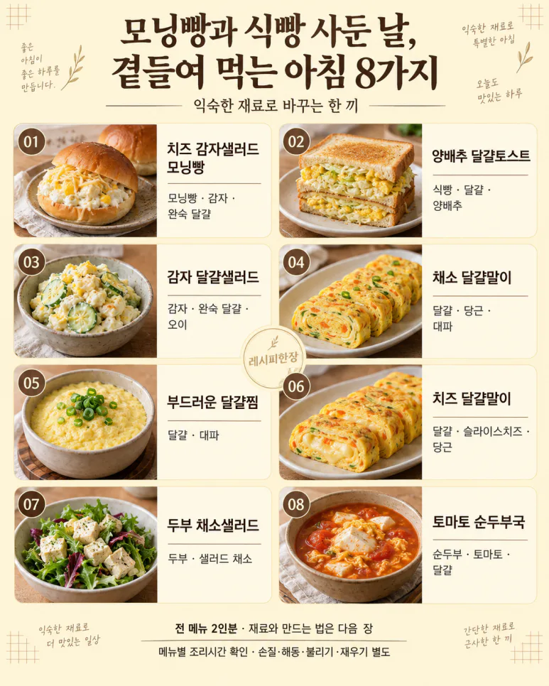 모닝빵과 식빵 사둔 날, 곁들여 먹는 아침 8가지