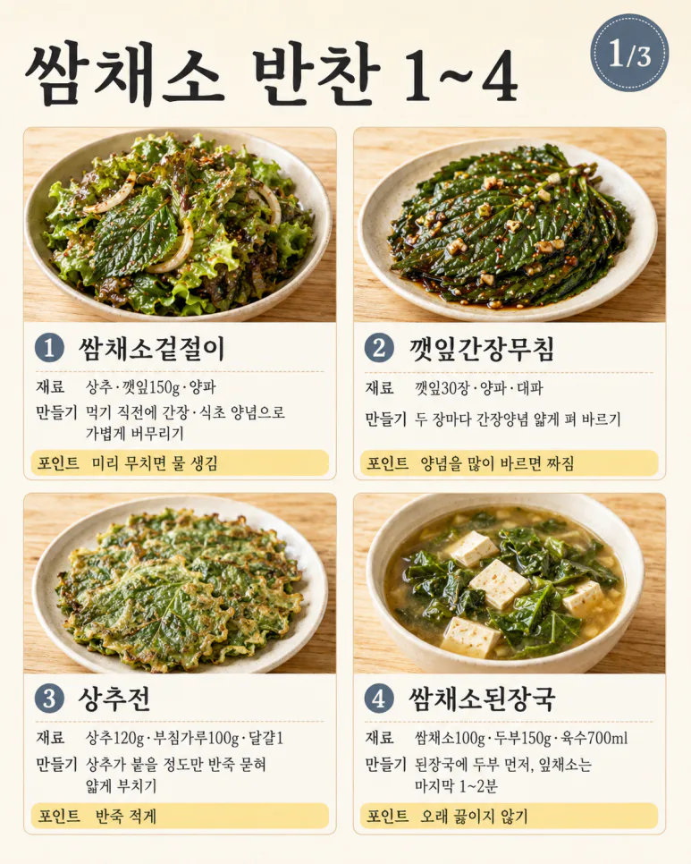 삼겹살 먹고 쌈채소 또 남았다면 — 다음 날 반찬 8가지