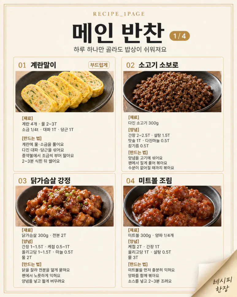 월요일부터 금요일까지 — 12가지로 2주 돌려먹는 평일 반찬표