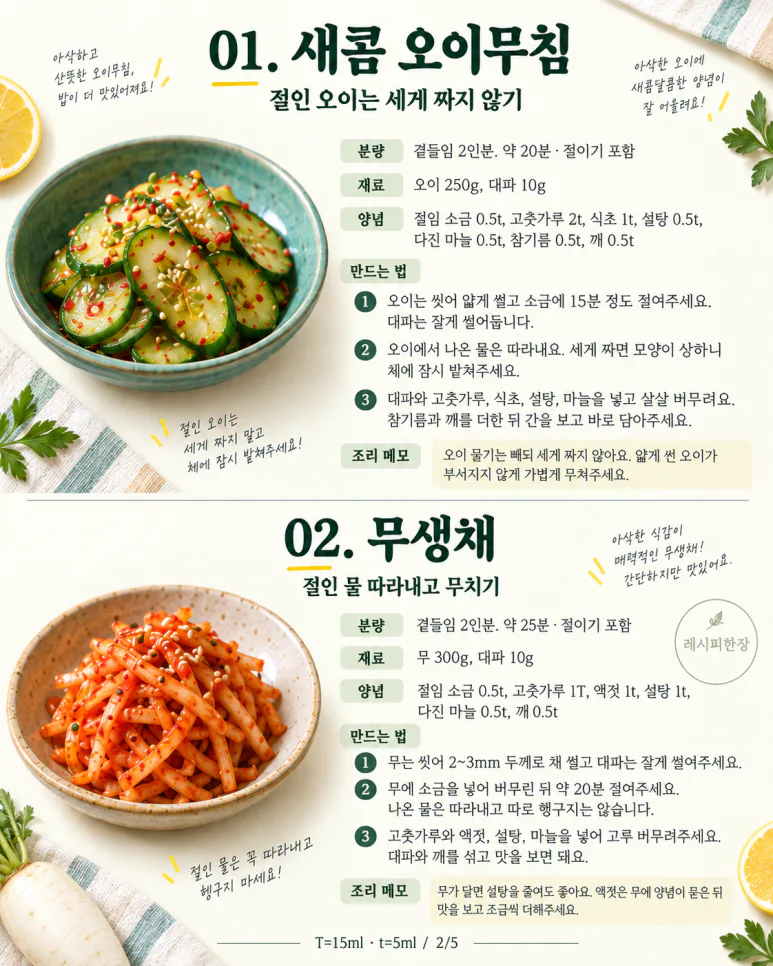 If your Chuseok food has become too heavy — 8 side dishes to accompany from cucumber salad to mustard cold salad.