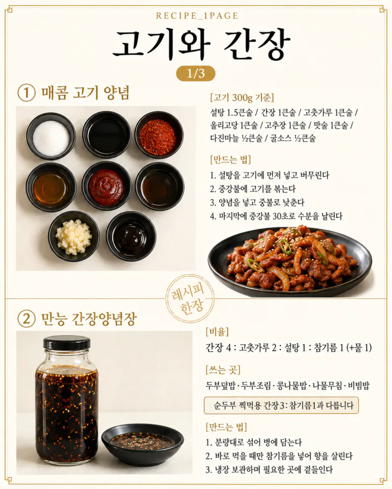 반찬 양념 매번 검색한다면 — 집밥 만능 양념장 황금비율 6가지