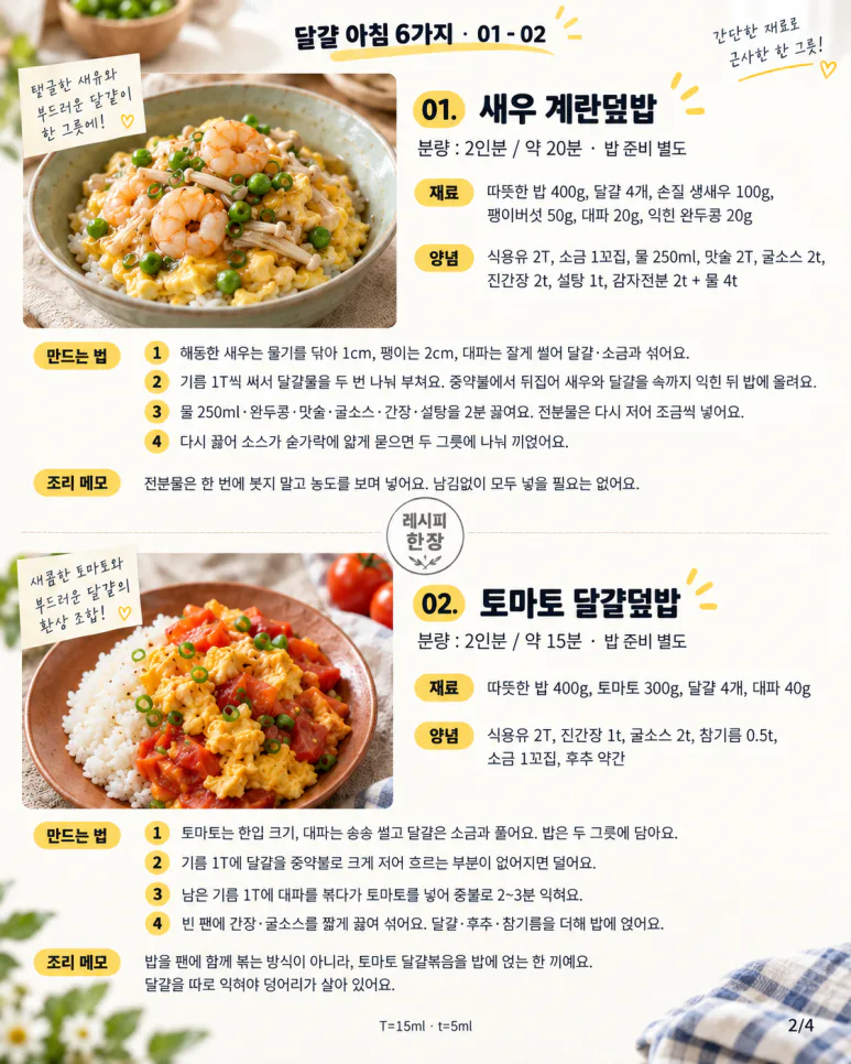 월요일 아침, 달걀프라이만 떠오른다면 — 덮밥·샌드위치 등 한 끼 6가지