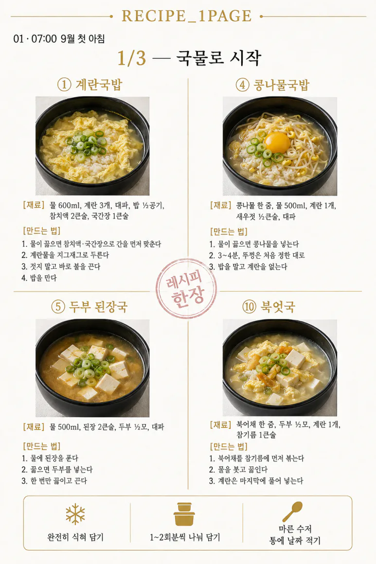 9월 첫 아침 — 10분이면 되는 따뜻한 한 그릇 10가지
